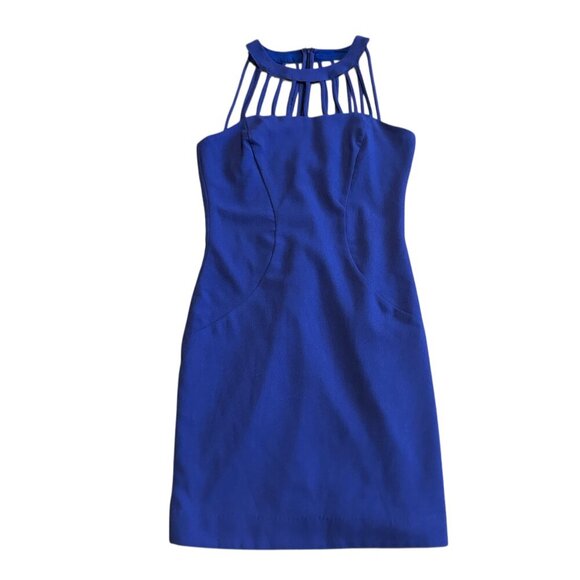 Dress The Population Blue Purple Cocktail Dress Strappy Mini Length Size Medium - Picture 1 of 11